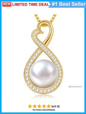 Freshwater Pearl Infinity Necklace 14K Gold Plated 925 Silver 30th Anniversary